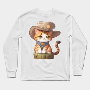 Meowdy Nice Cat With A Cowboy Hats Long Sleeve T-Shirt